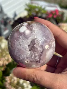 Gemmy Pink Amethyst & Citrine Sphere 57.9mm Crystal Healing Stone for Meditation & Decor