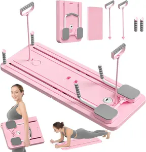 Pilates Board - 2024 Pilates Reformer Set, Multi-Purpose Foldable Pilates Reformer Board for Home, 5 in 1 Pilates Sliding Board (Pink)