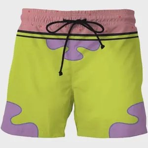 Cartoon Inspired Swim Trunks – Funny Sponge Tropical Beach Shorts for Men, Summer Pool Party Vacation Outfit