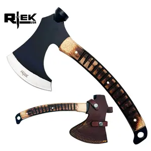 RT 1204 12" Rtek Wood Multi Tool Hammer Tactical Axe Hatchet with Leather Sheath Black Heavy Duty