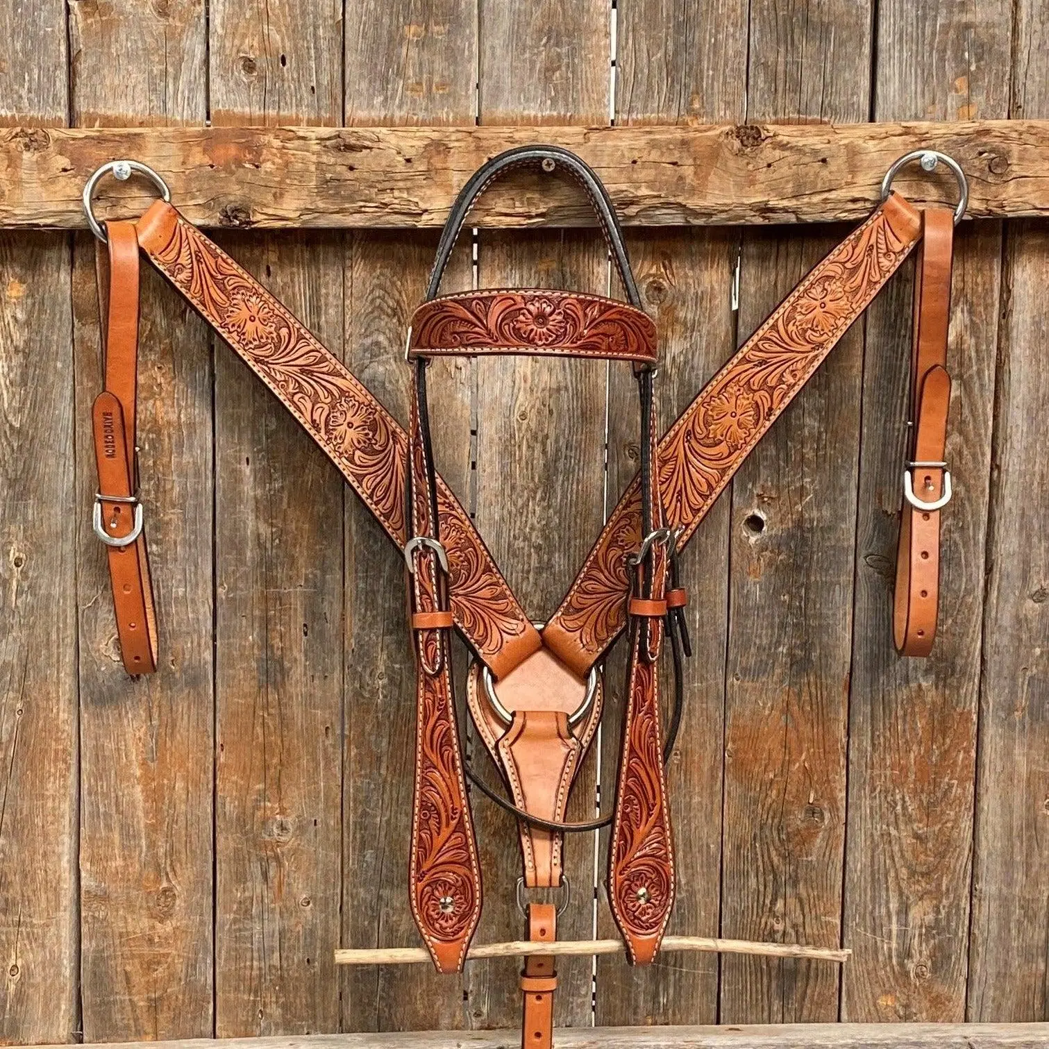 Light Oil Floral Tooled Buckaroo/Roper Style Tack Sets