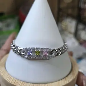 Pulsera Gold Plated en oro14k blanco con Cubic zirconia multicolor