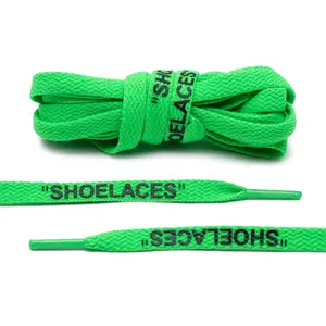 Neon Green Off-White Style "SHOELACES" For Sneakers & Footwear. Flat Premium Shoe Laces, Premium Quality, Multiple Sizes