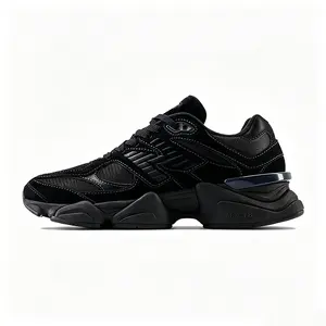 New Balance NB 9060 "Triple Black" Men's Low-Top Lifestyle Sneakers – Black Mesh & Suede, Stylish, Comfortable, Durable, and Sporty
