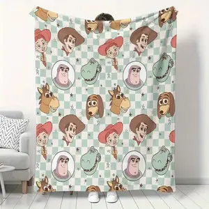 DISNEY CLASSIC Toy Story Checkered Plush Fleece Blanket - Soft Warm All-Season Multi-Use for Bed, Travel, Office & Outdoor Adventures, Blanket, Playful Design, Cozy Feel Fabric