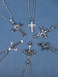 street style cross pendant necklace, stainless steel jewelry for party, daily clothing decor, trendy all-match & exquisite jewelry for birthday gift, men accessories, statement necklace, chain