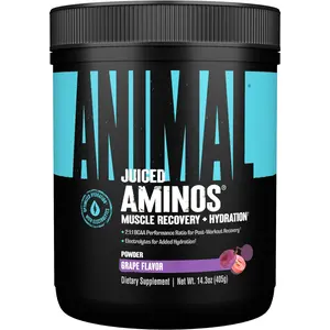 Animal Juiced Amino Acids - BCAA Powder EAA Matrix plus Hydration with Electrolytes and Sea Salt Anytime Recovery and Improved Performance, Grape Flavor, 30 Servings Universal Nutrition