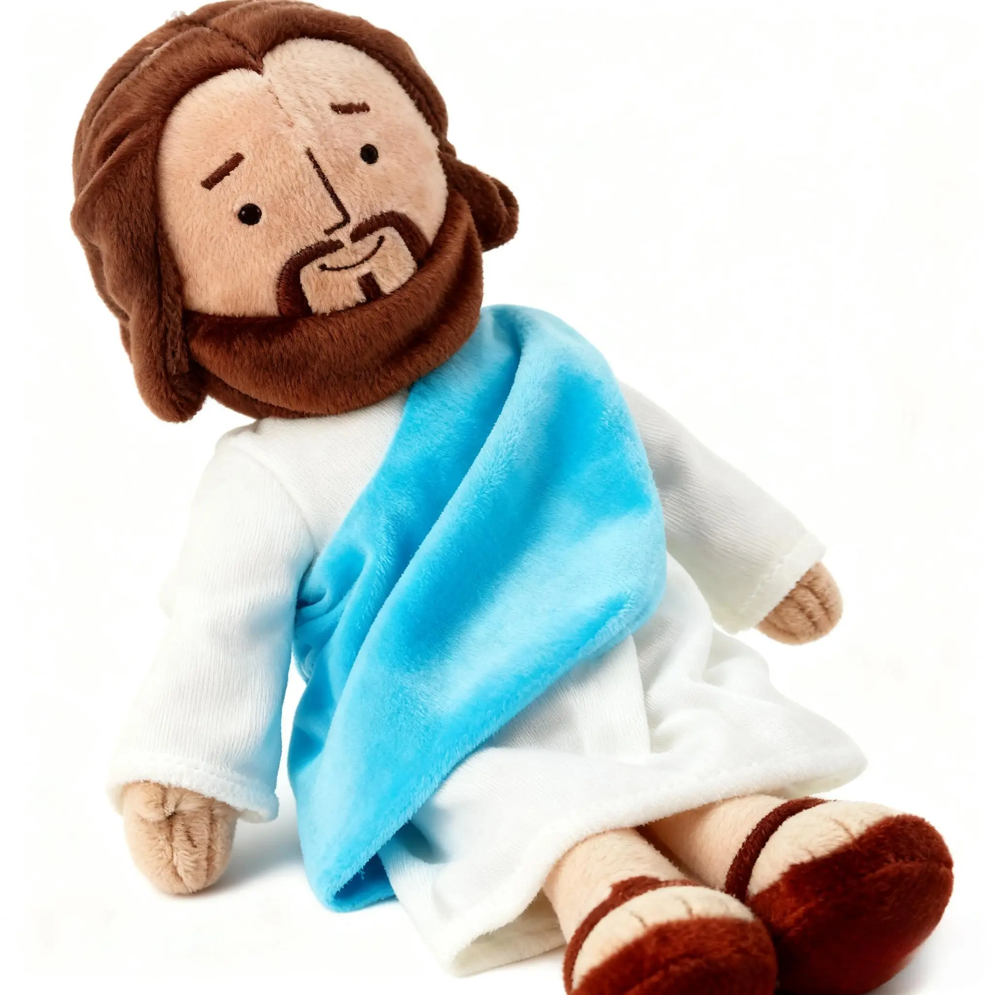 13 Inch Sitting Jesus Plush Doll Soft Embroidered Face Draped Robe Christian Religious Gift Kids Adults Faith Comfort Toy Christmas Decor