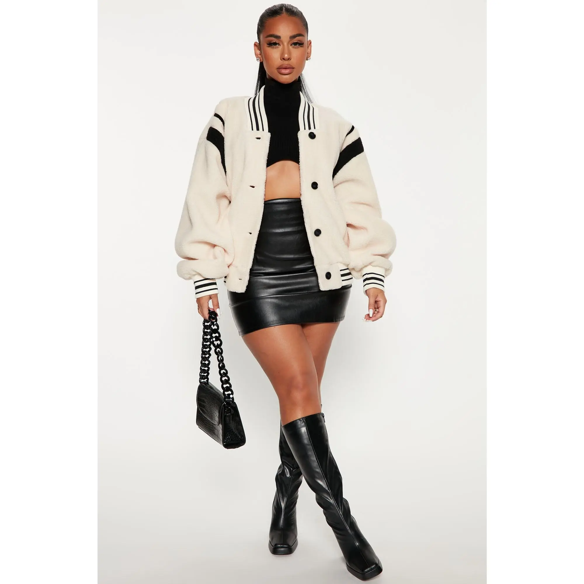Lynette Varsity Jacket - Ivory/combo