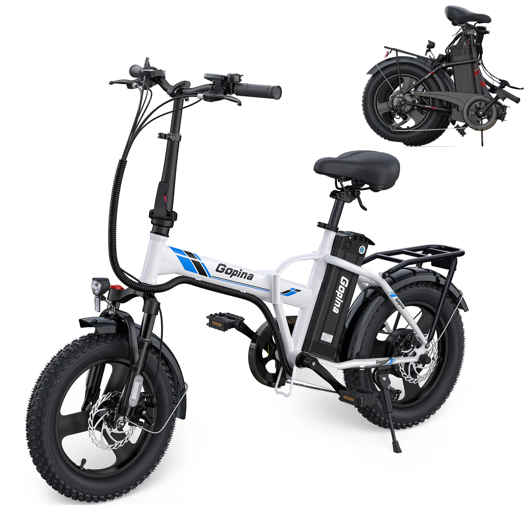 Vivi Zephyr Electric Bike, 16" x 3.0 Fat Tire Electric Bike, 350W Folding Electric Bicycle, 48V Removable Battery, Up to 40 Miles, LCD Display, 20mph, 7 Speed