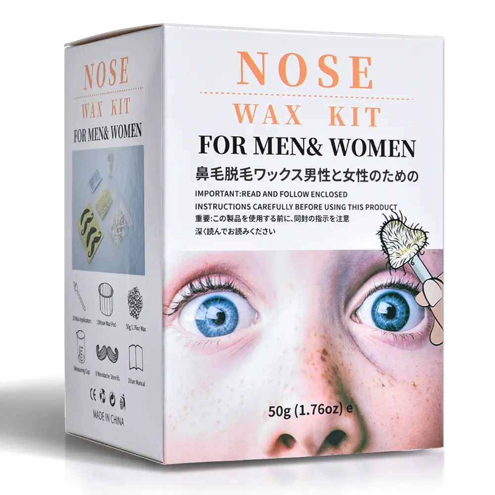 Nose Wax Kit for Men Women,Eyebrows Ears Lips Facial Nose Removal Waxing Kit with 1.76oz Wax 20 Applicators 10 Paper Cups 8 Moustache Protectors & 1 Measuring Cup Body Care Hair Removal
