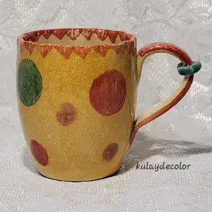 Handmade Hand Painted Italian Pottery Mug Colorful Polka Dot Coffee Cup Italy Reusable Mug  Classic Drinkware Washable Ceramic