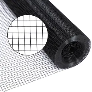 PVC Coated Hardware Cloth 1/2 Inch 48 x 50 Ft Black Vinyl Coated Welded Wire Mesh Roll for Garden Chicken Dog Rabbit Gopher Snake Fencing