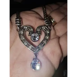 Brighton Heart Necklace, Silver, Cubic Zirconia, Heart Pendant, Brighton Jewelry