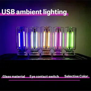 USB Car Atmosphere Light, Touch Dimmable LED Filament Lamp Bulb, Portable Plug and Play Night Light, Decorative Light for Car Home Bedroom, LED Car Ambient Light