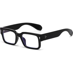 Rectangle Glasses for Men Women Square Blue Light Glasses Thick Frame Black Eyeglasses