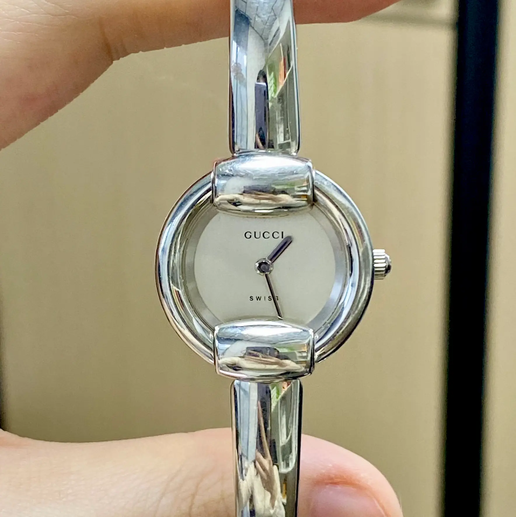 Vintage Gucci Silver Bracelet Watch Gucci Silver Stainless Steel Charm Watch with Horsebit Clasp main image 4