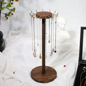 Solid Wood Jewelry Rack, Vintage Necklace Display Stand, Creative Pendant Earring Organizer, Desktop Hanging Board, Live Stream Showcase