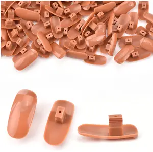 MEKK 200PCS Replacement False Nail Tips for Nail Practice Hand,Refill Nail Tips for Practice Hand & DIY Nail Art-Brown