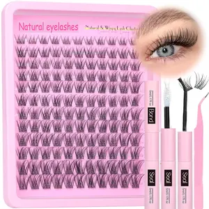 132 Clusters CC Curl False Eyelashes, 8-16mm Mixed Length, Fluffy D Curl, Natural Look, Transparent Band, DIY Lash Extension Kit, False Eyelashes Set