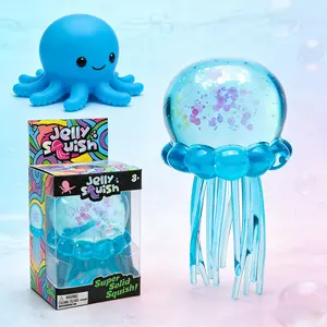 Glitter Jellyfish Squishy Toy, Soft Kawaii Sensory Squeeze Fidget Toy, Cute Sparkly Desk Decoration & Party Favor for Daily Leisure Play