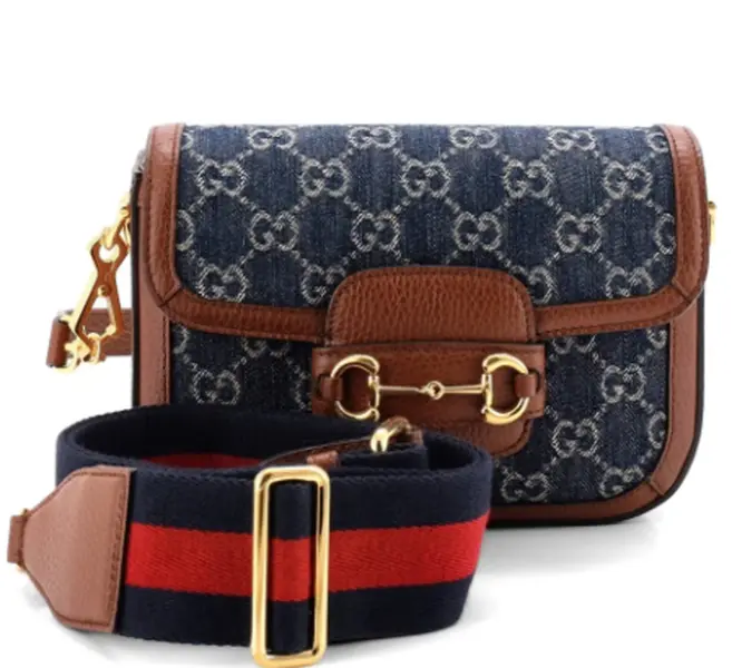Pre-owned GUCCI canvas Shoulder Bags Horsebit 1955 GG Denim Mini shoulder bag BGP231219