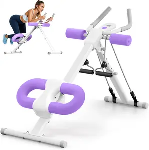 Ab Workout Equipment,Foldable Ab Exercise Machine with Monitor,Portable Core Trainer with LCD Monitor,Abdominal Exercise and Strength Training,Core & Ab Workout Equipment with Knee Protection Function for Women & Men