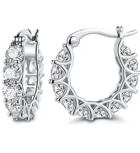 Radiant Halo Crystal Huggie Hoop Earrings – Silver-Tone Sparkling Round Rhinestone Huggie Hoops for Daily Wear, Parties & Gifts