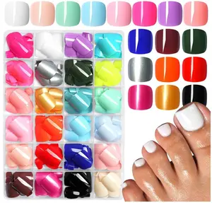 576PC Press on Toenails for Women Fake Toe nail Press ons Acrylic Toe Press on Nails Set, 24 Color Press on Toe nails Press on Fake Toenails Press ons Acrylic Toe Nail Tips Kit with Glue&Tabs