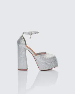 Kailin Silver Glitter Platform Heels