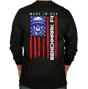 FR Benchmark Skull Flag Flame Resistant Long Sleeve Shirt Logo Graphic Hoodie Menswear, Womenswear, Cotton Shirt, T-shirt, Sweatshirt, Hoodie DXU