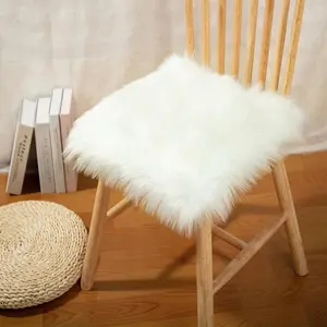 Solid Color Fluffy Cozy Chair Cushion for Room Decor, Luxury Plush Chair Cushion, Soft Comfortable Desk Chair Pad, Chair Seat Cushion for Home