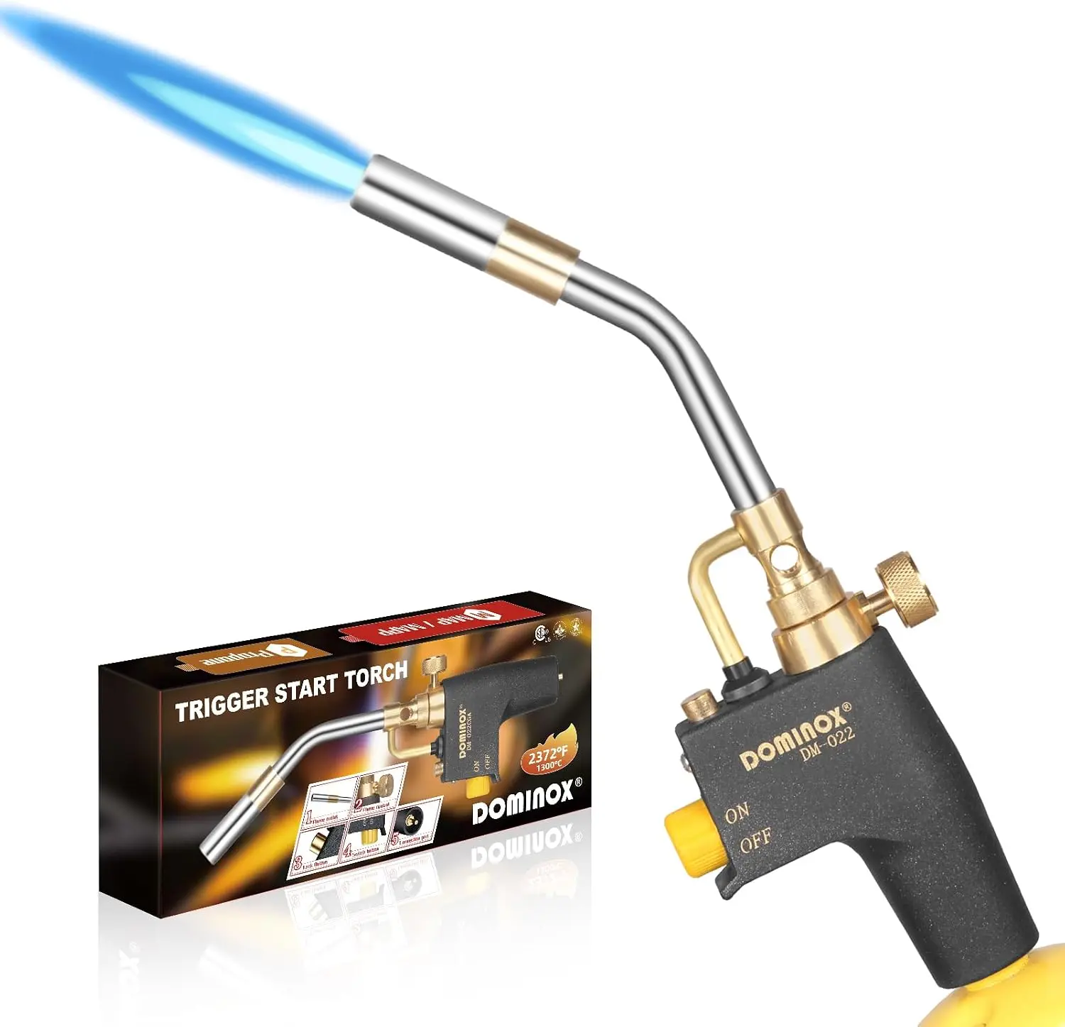Propane Torch Head, High Intensity Torch Head Trigger Start Gas Torch, Map Gas Torch Kit for Propane, Map and Mapp Gas, Mapp Gas Torch for Soldering, Welding, Cooking (Not Included Gas Tank)