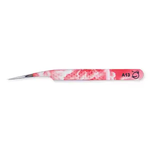 LASHBOMB Angled Lash Tweezer - Atomic Bombshell Collection, Pink Tweezer for Lash Application, Fiber Grip Tip