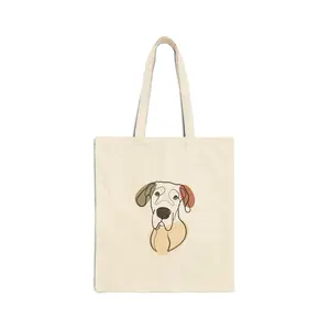 Silly BG's Friend Great Dane Tote Bag, Cotton Canvas Purse, Funny Dog Print Shopping Bag, Animal Lover Gift, Reusable Eco-Friendly Market Tote