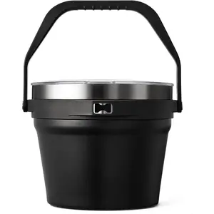 7L Insulated Ice Bucket with Lid,Double Wall Vacuum Stainless Steel Beverage Bucket Keeps Frozen ,Holds 6 Longnecks or 3 Bottles of ,for , Champagne, Large Parties(Black)