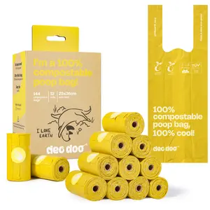 Compostable Dog Poop Bags Rolls with Handles ASTM D6400 & EN 13432 Compliant 144Counts Biodegradable Dog Waste Bags for Dogs Leak Proof Extra Thick Waste Bags for Walking Doggy