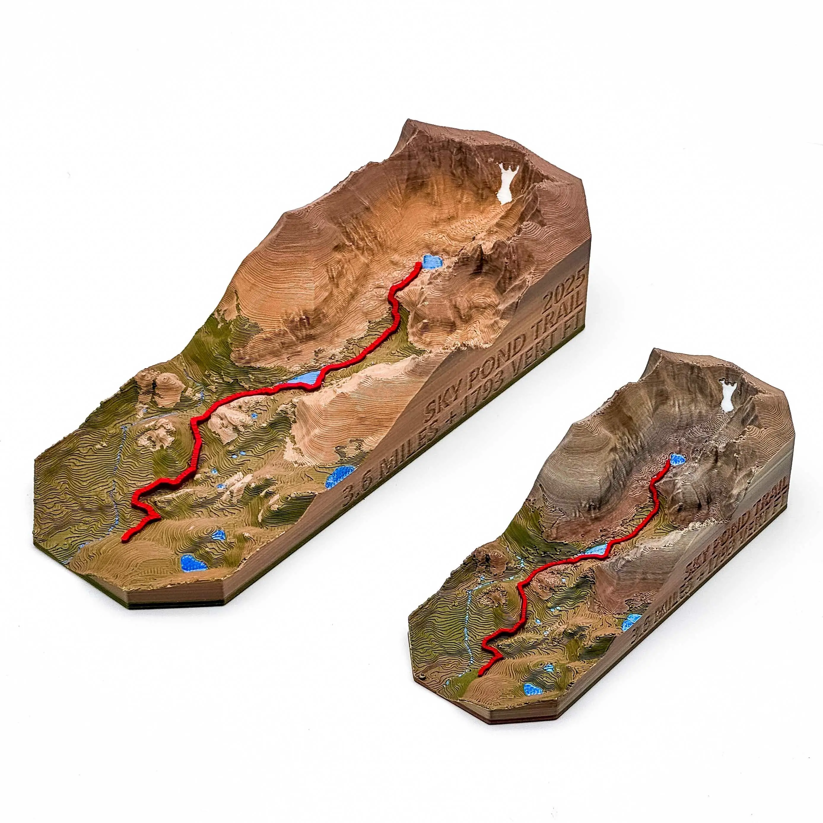 Sky Pond Hike in Rocky Mountain National Park Colorado - 3D Printed Topographical Map