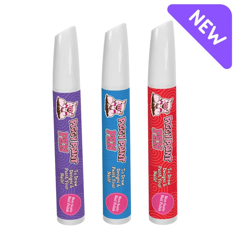 Kids' Piggy Paint Princess Pop Nail Polish Markers 3-Pack - Non-Toxic Marker-Tip Pen Multi-Pack, Kid-Safe Use, Shake Before Application
