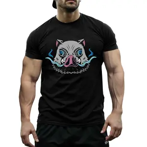 Demon Slayer Inosuke Hashibira Serrated Blade Katana Anime T-Shirt, Cosplay Streetwear Graphic Tee for Manga Fans, Otaku Aesthetic Japanese Style Top