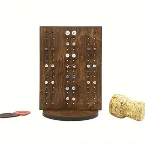 Rustic Vintage Decorative Detachable Wood Earring Display Stand, Large Capacity Jewelry Organizer Storage Unit, No Assembly Needed, Perfect for Women and Girls