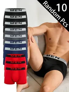 10 pcs men's flat cornered underwear, Lightweight sports underwear, Activewear, Suitable for wearing in all seasons, at home, loose and casual Men's underwear, Suitable for participating in various activities