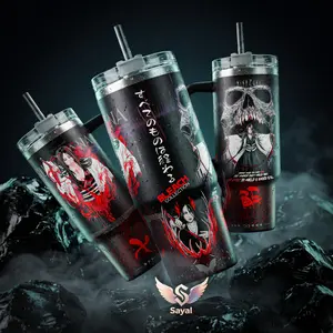 UNOHANA RETSU Bleach TYBW Bankai Minazuki Art Sayal 40 oz Thermal Vacuum Insulated 12H Hot Cold With Handle For Manga Fans & Edgy Aesthetic Vibes Shonen Style Leak-Proof BPA-Free Stainless Steel Cupholder Friendly Cup For Fans