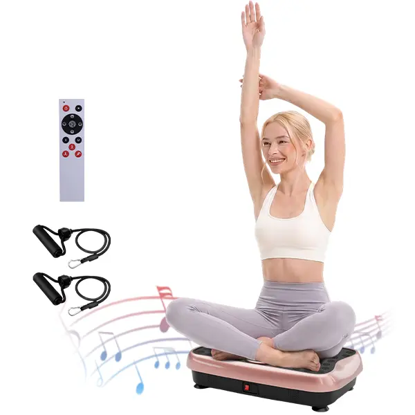 HOPHORSE Fitness Machine with Silent Motor, Heavy-Duty Reinforced Steel Frame Supports up to 460 lbs, 4-Speed Full Body Workout with Bluetooth Remote & Resistance Bands, Complete Home Gym Kit, Exercise Trainer, Vibration Plates, Reduces Noise To 30Db, 4 S