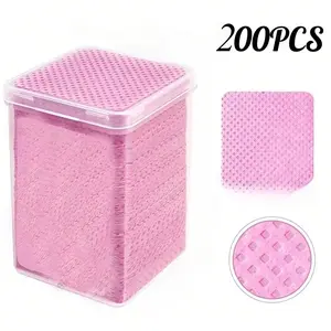 100Ppcs/200pcs/1000pcs Pink Lint-Free Nail Wipes - Non-Woven Cotton Pads for Gel Polish & Acetone