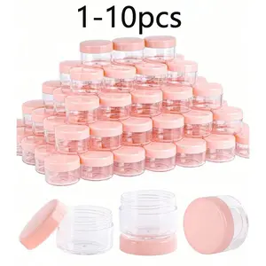 Mini Transparent Cream Jars with Clear Lid, Reusable Plastic Cosmetic Containers, Organiser, Ideal for Travel, Makeup Samples, Kitchen Lotion