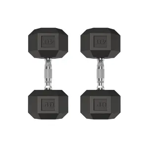 Adjustable Hex Dumbbell Set of 2, 5-50 LB Pair, Hand Weights Dumbbells Pair with Cast Iron Core, Rubber Encased Coating and Textured Carbon Steel Handle for Home Gym Strength Training