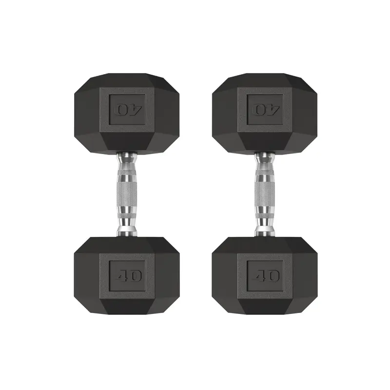 Adjustable Hex Dumbbell Set of 2, 5-50 LB Pair, Hand Weights Dumbbells Pair with Cast Iron Core, Rubber Encased Coating and Textured Carbon Steel Handle for Home Gym Strength Training