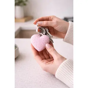 3D Printed Heart Keychain, Textured PLA Key Ring, Valentines Gift, Galentines, Gift, Birthday
