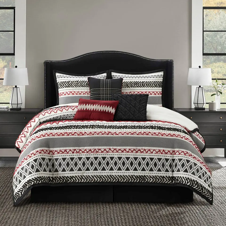 Kitana 7 Piece Waffle Jacquard Comforter Set